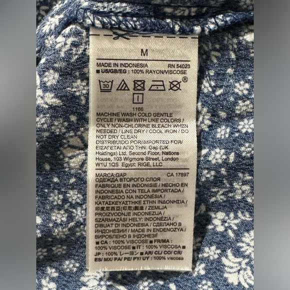 NEW GAP Split Neck Print Drop Waist Long Sleeve Dress Size M - Picture 8 of 11